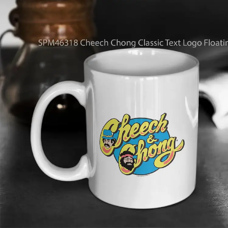SPM46318 Cheech Chong Classic Text Logo Floating Cartoon Faces Gelas Keramik Supermug