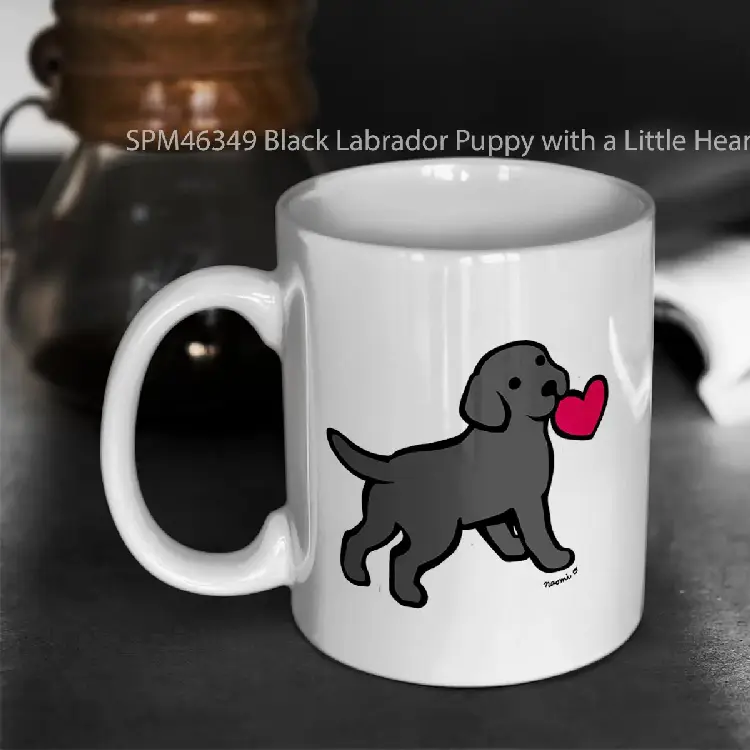 SPM46349 Black Labrador Puppy with a Little Heart Gelas Keramik Supermug