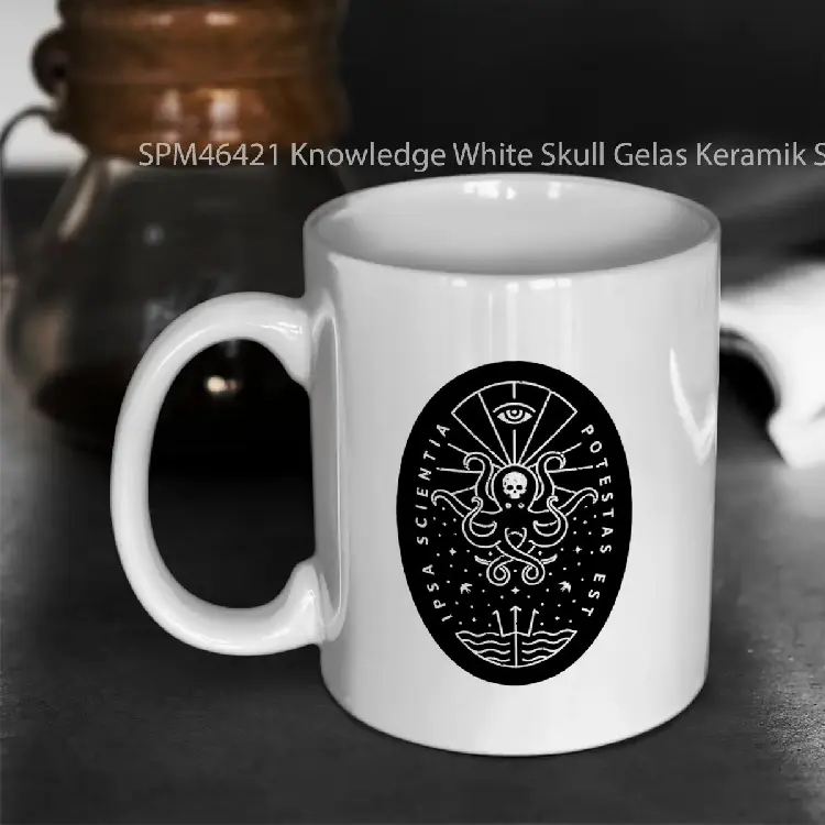 SPM46421 Knowledge White Skull Gelas Keramik Supermug