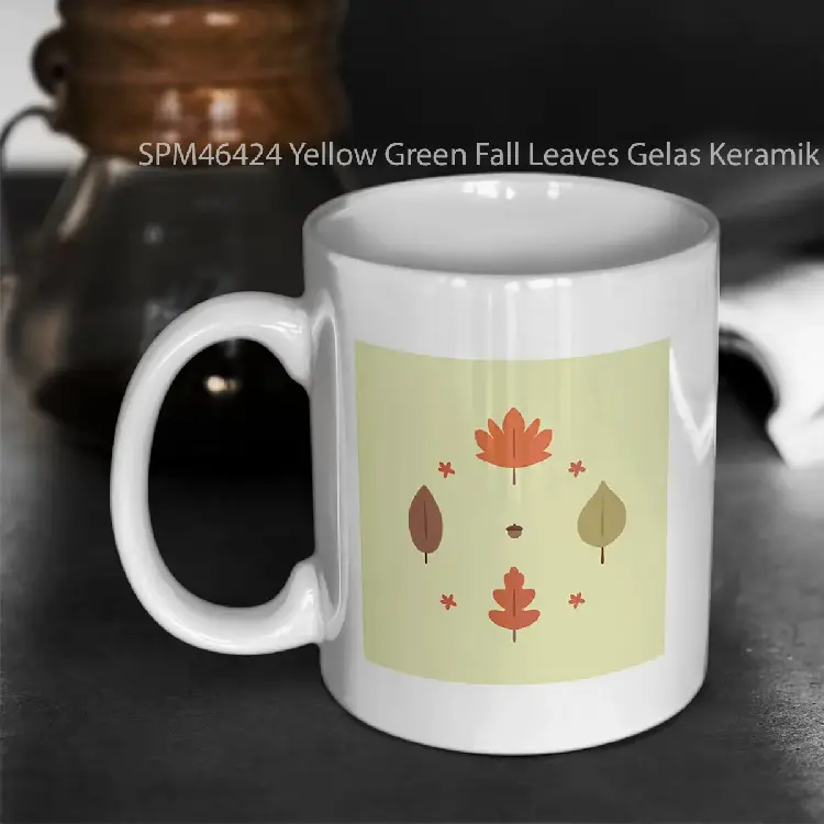SPM46424 Yellow Green Fall Leaves Gelas Keramik Supermug