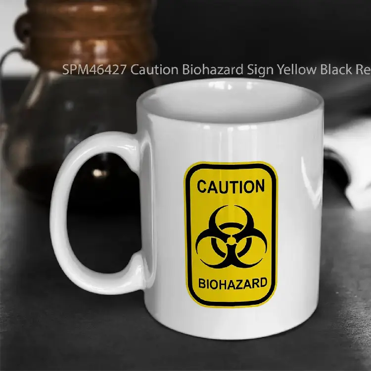 SPM46427 Caution Biohazard Sign Yellow Black Rectangular Gelas Keramik Supermug