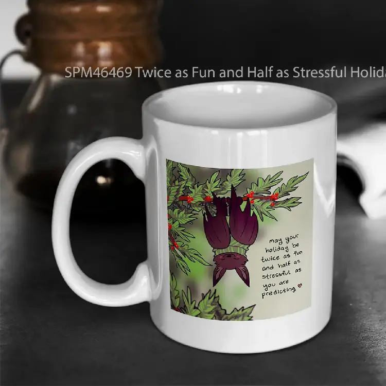 SPM46469 Twice as Fun and Half as Stressful Holiday Bat Gelas Keramik Supermug