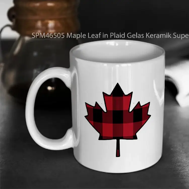 SPM46505 Maple Leaf in Plaid Gelas Keramik Supermug