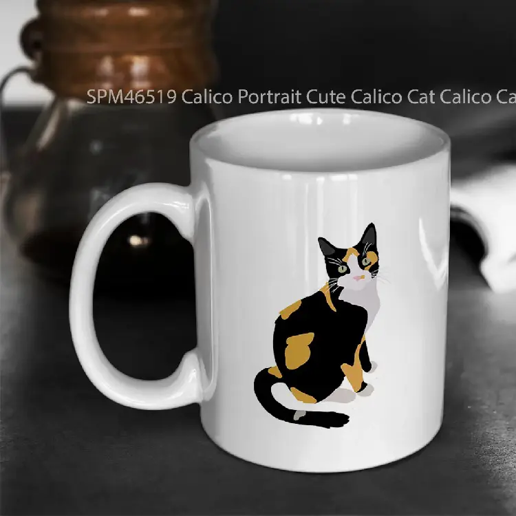 SPM46519 Calico Portrait Cute Calico Cat Calico Cat Lover Gelas Keramik Supermug