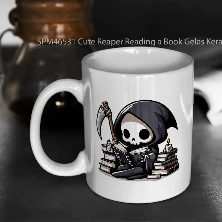SPM46531 Cute Reaper Reading a Book Gelas Keramik Supermug