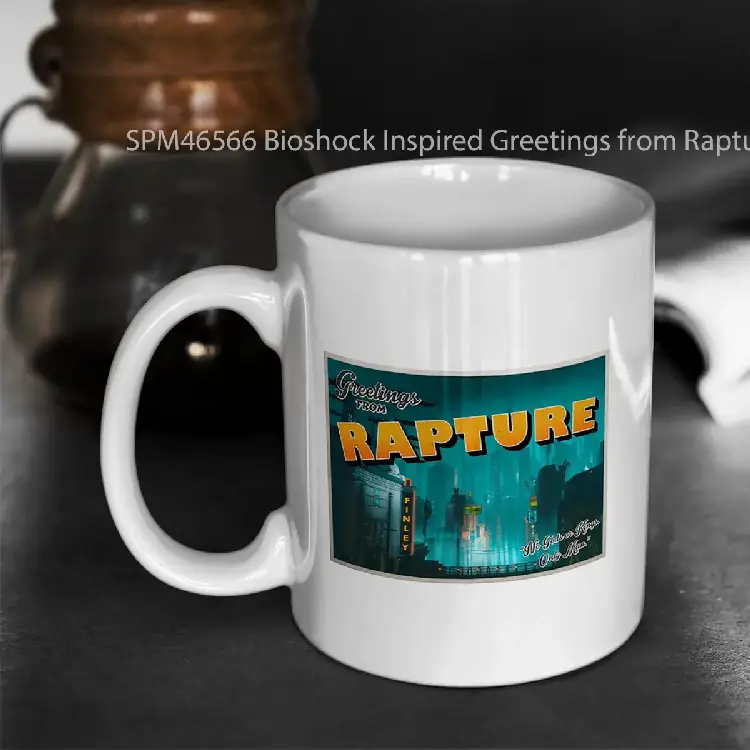SPM46566 Bioshock Inspired Greetings from Rapture Vintage Retro Postcard Weathered Design Gelas Keramik Supermug