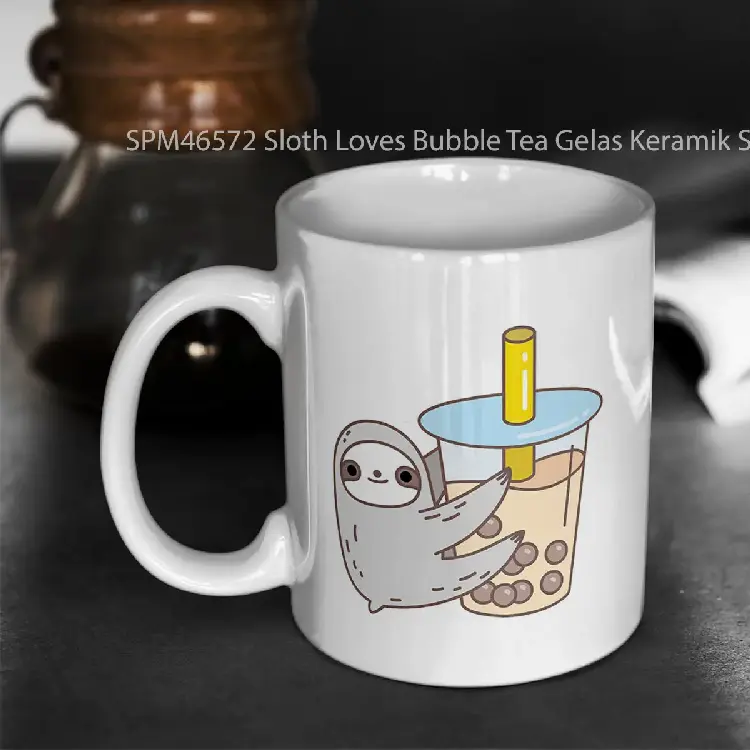 SPM46572 Sloth Loves Bubble Tea Gelas Keramik Supermug