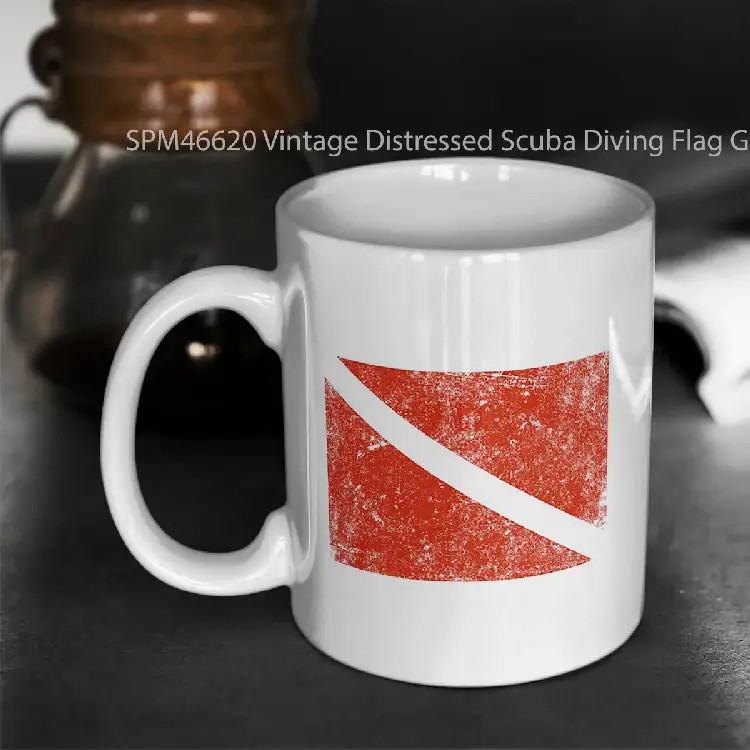 SPM46620 Vintage Distressed Scuba Diving Flag Gelas Keramik Supermug