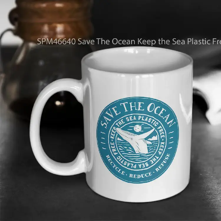 SPM46640 Save The Ocean Keep the Sea Plastic Free Humpback Whale Gelas Keramik Supermug