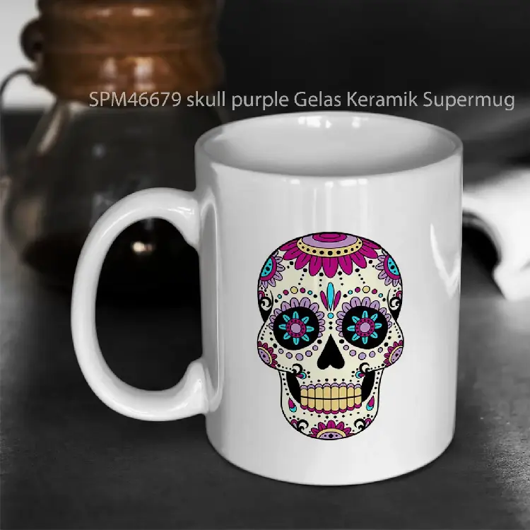 SPM46679 skull purple Gelas Keramik Supermug