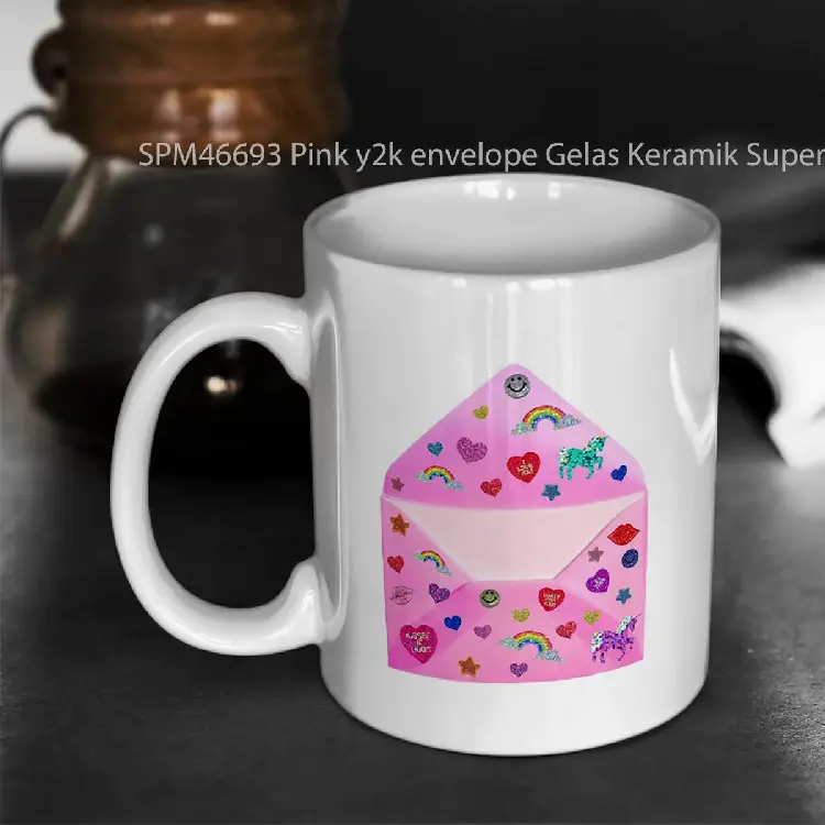SPM46693 Pink y2k envelope Gelas Keramik Supermug