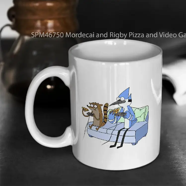 SPM46750 Mordecai and Rigby Pizza and Video Games Gelas Keramik Supermug
