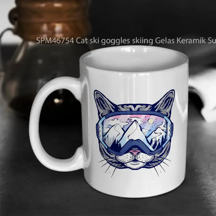 SPM46754 Cat ski goggles skiing Gelas Keramik Supermug