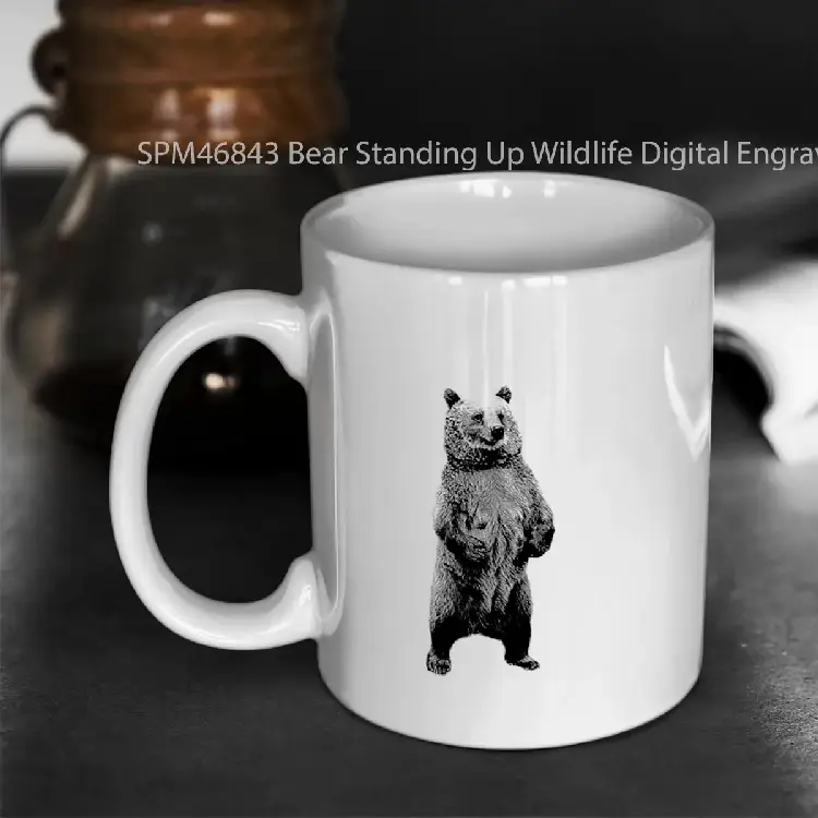SPM46843 Bear Standing Up Wildlife Digital Engraving Image Gelas Keramik Supermug
