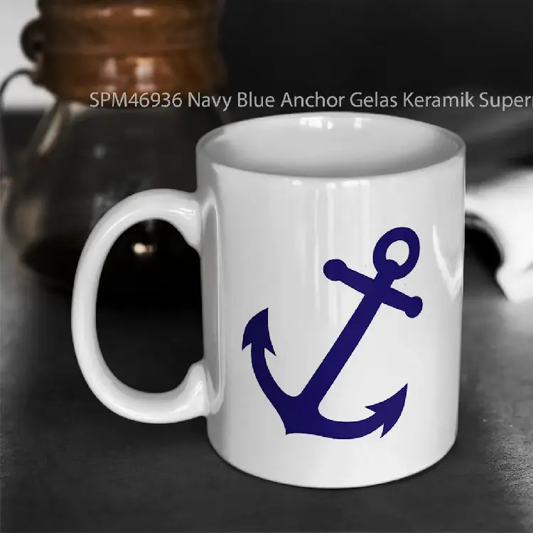 SPM46936 Navy Blue Anchor Gelas Keramik Supermug