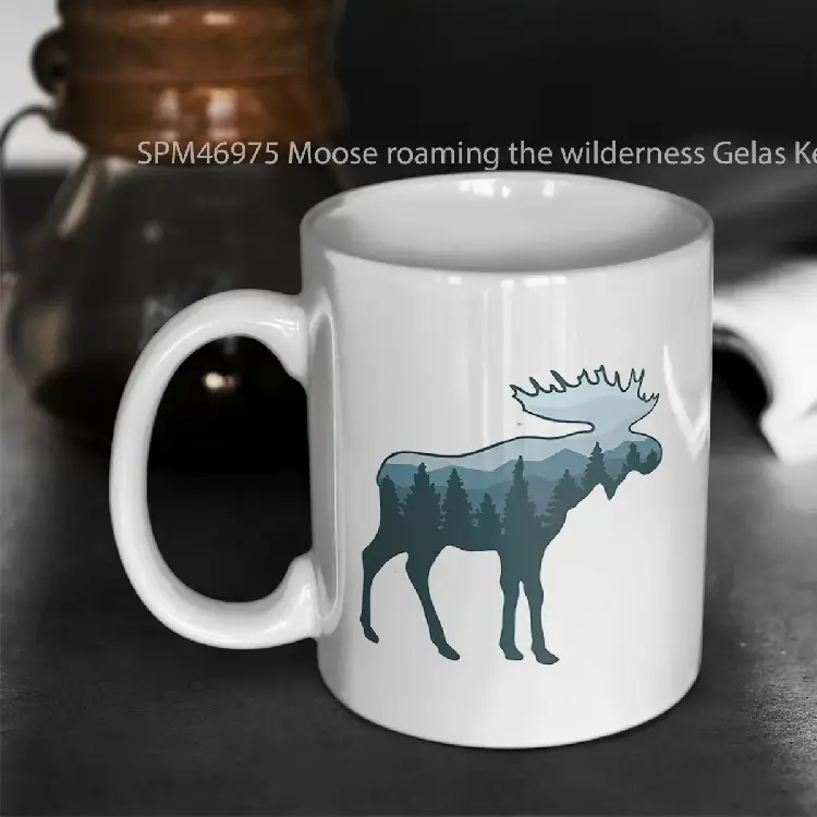 SPM46975 Moose roaming the wilderness Gelas Keramik Supermug