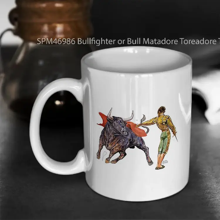 SPM46986 Bullfighter or Bull Matadore Toreadore Toro Vaquero Horns Gelas Keramik Supermug