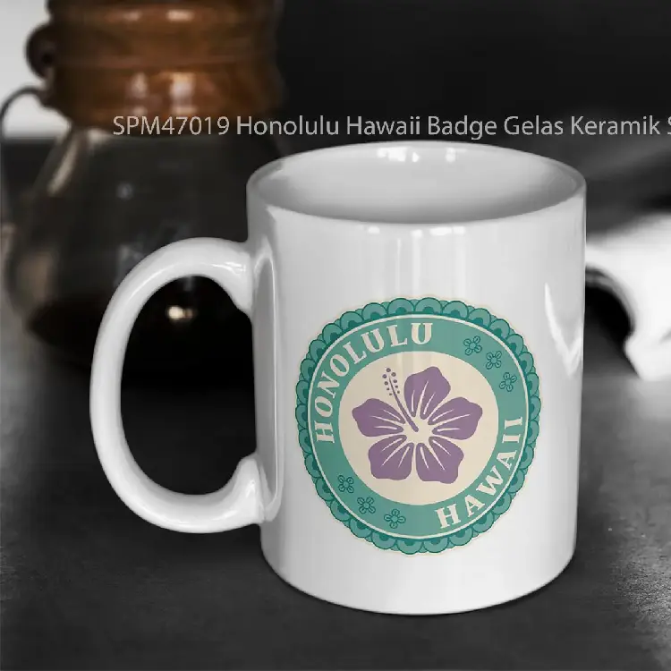 SPM47019 Honolulu Hawaii Badge Gelas Keramik Supermug