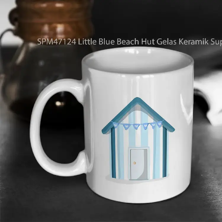 SPM47124 Little Blue Beach Hut Gelas Keramik Supermug