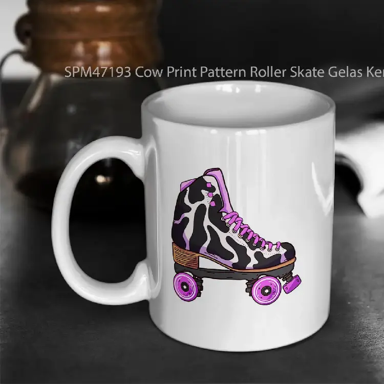 SPM47193 Cow Print Pattern Roller Skate Gelas Keramik Supermug