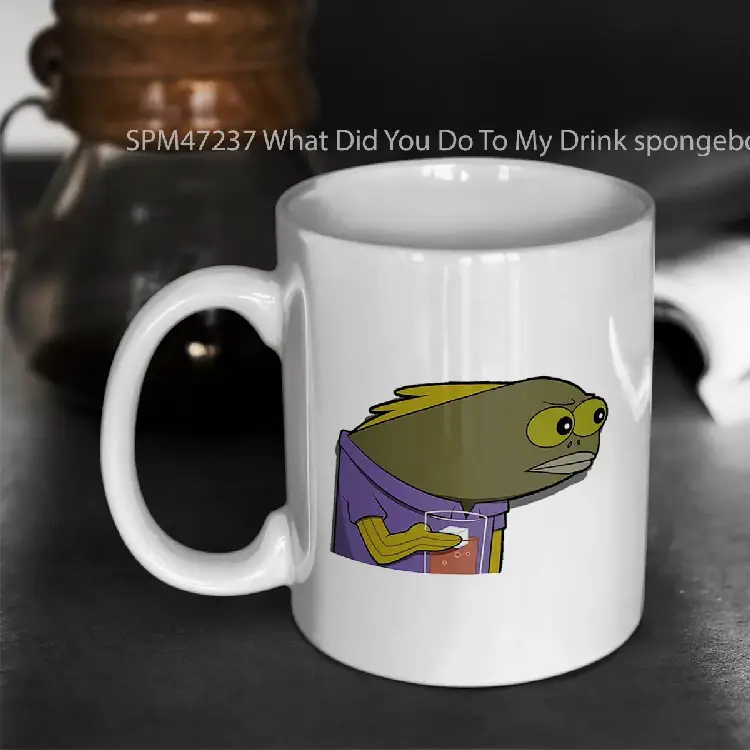 SPM47237 What Did You Do To My Drink spongebob fish Gelas Keramik Supermug
