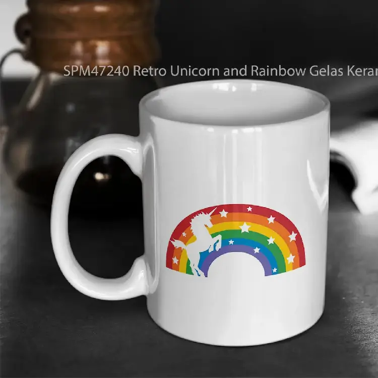 SPM47240 Retro Unicorn and Rainbow Gelas Keramik Supermug