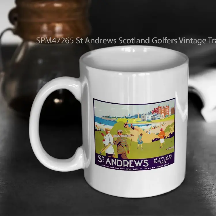 SPM47265 St Andrews Scotland Golfers Vintage Travel Golf Poster Gelas Keramik Supermug