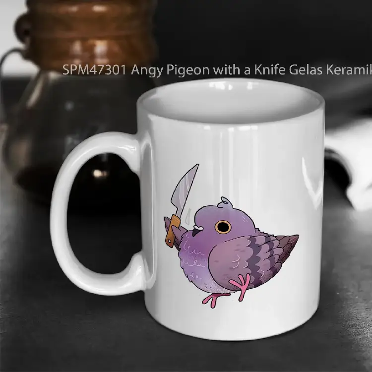 SPM47301 Angy Pigeon with a Knife Gelas Keramik Supermug