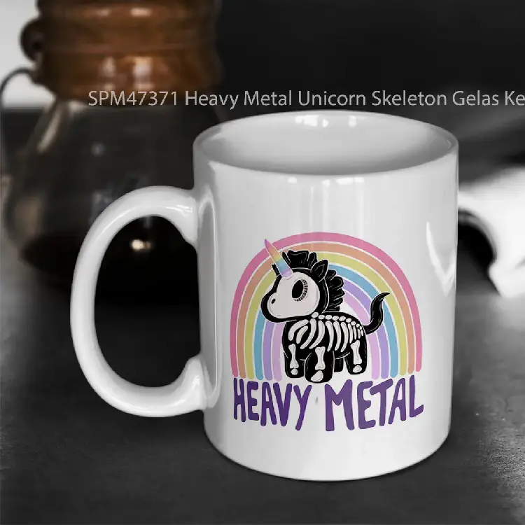 SPM47371 Heavy Metal Unicorn Skeleton Gelas Keramik Supermug