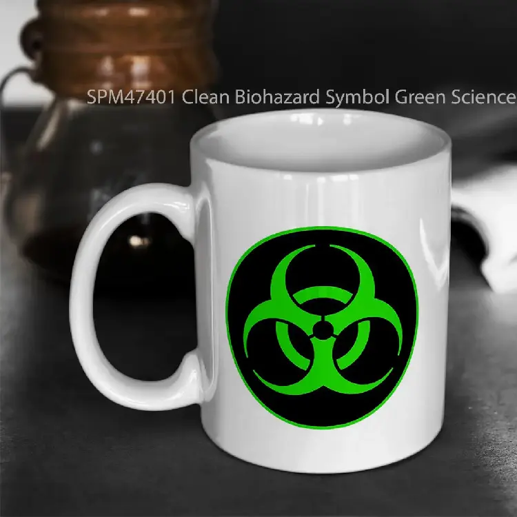 SPM47401 Clean Biohazard Symbol Green Science Nerd Gelas Keramik Supermug