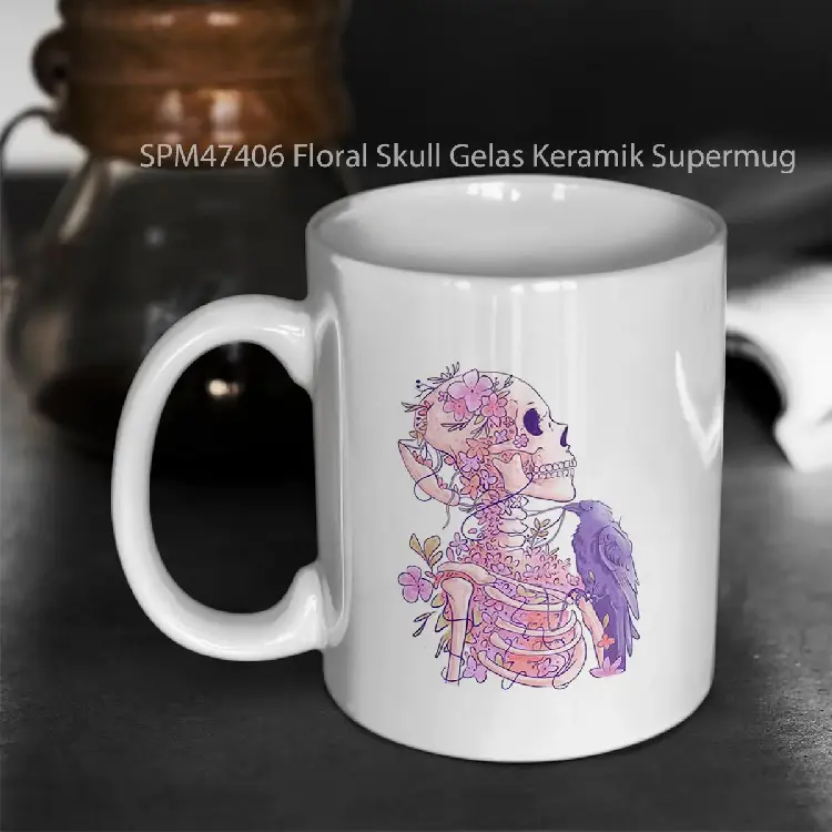 SPM47406 Floral Skull Gelas Keramik Supermug