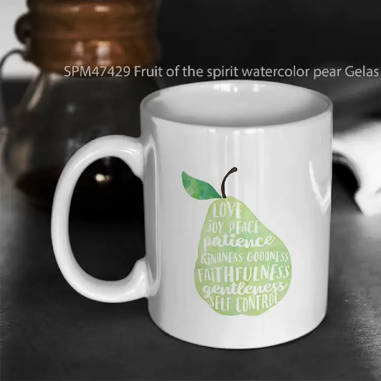 SPM47429 Fruit of the spirit watercolor pear Gelas Keramik Supermug