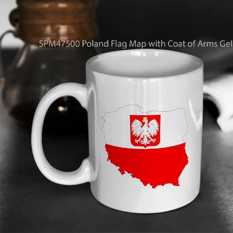 SPM47500 Poland Flag Map with Coat of Arms Gelas Keramik Supermug