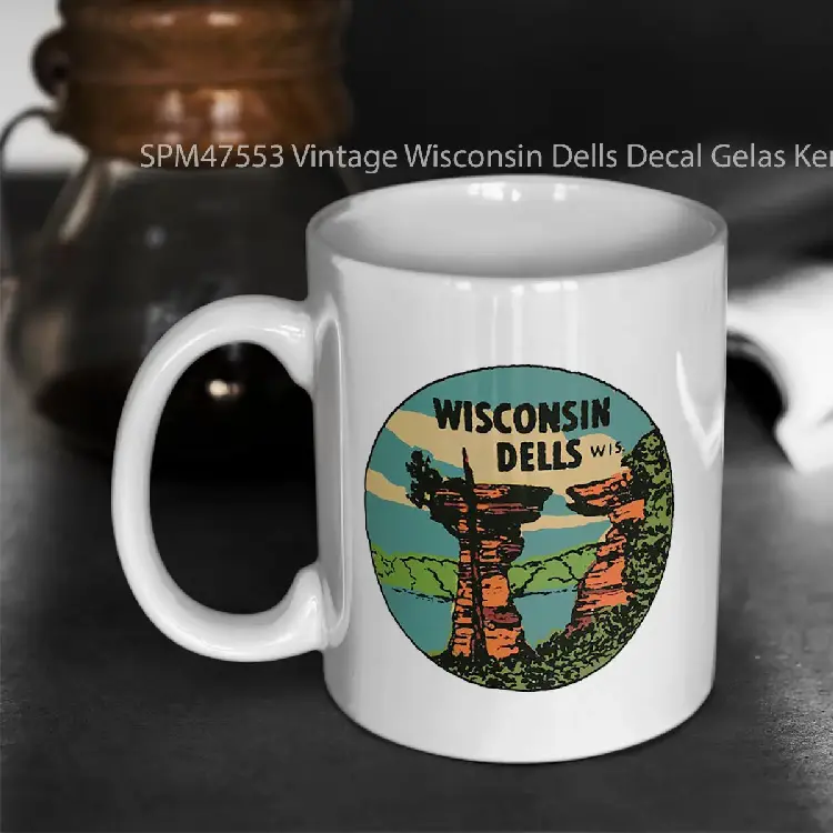 SPM47553 Vintage Wisconsin Dells Decal Gelas Keramik Supermug