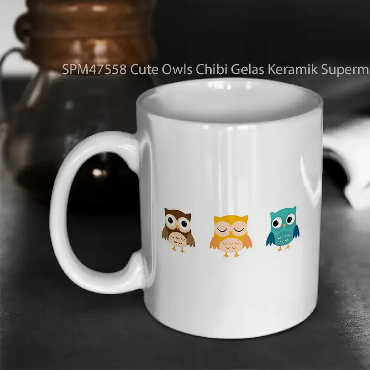 SPM47558 Cute Owls Chibi Gelas Keramik Supermug