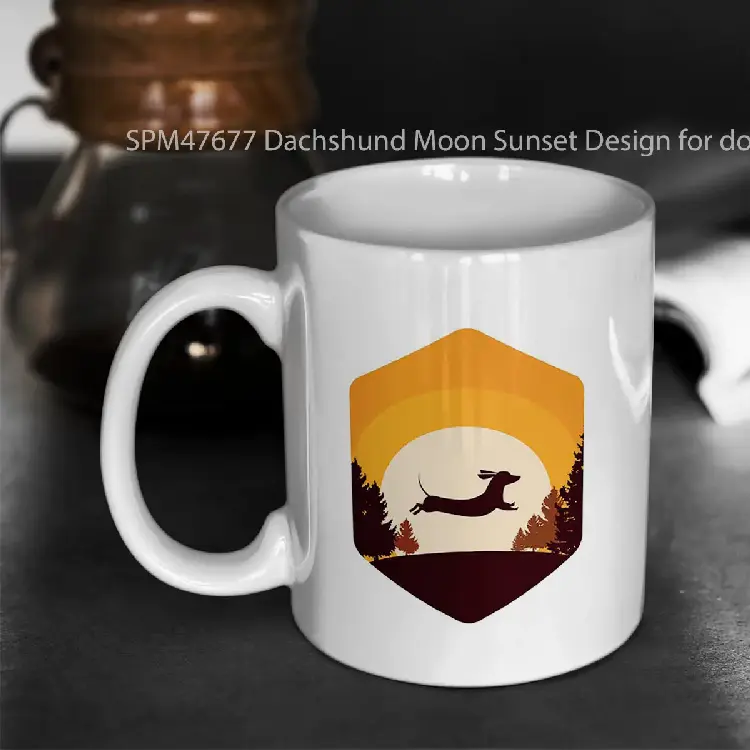 SPM47677 Dachshund Moon Sunset Design for doxie lovers Gelas Keramik Supermug