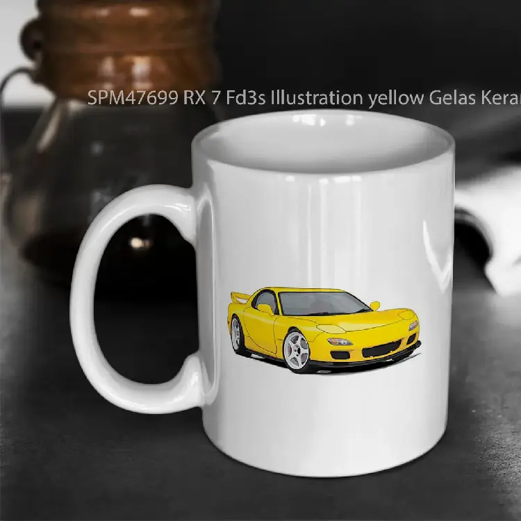 SPM47699 RX 7 Fd3s Illustration yellow Gelas Keramik Supermug