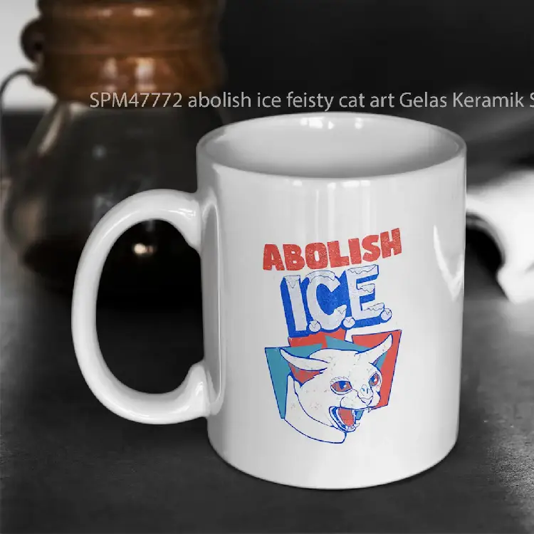 SPM47772 abolish ice feisty cat art Gelas Keramik Supermug