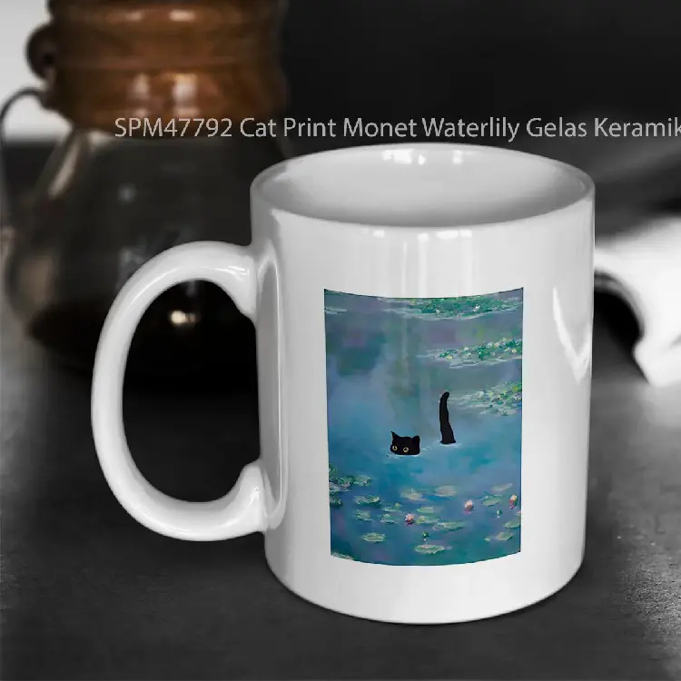 SPM47792 Cat Print Monet Waterlily Gelas Keramik Supermug