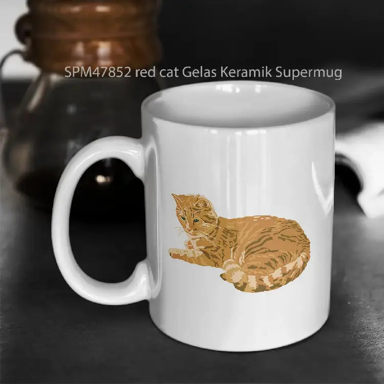 SPM47852 red cat Gelas Keramik Supermug