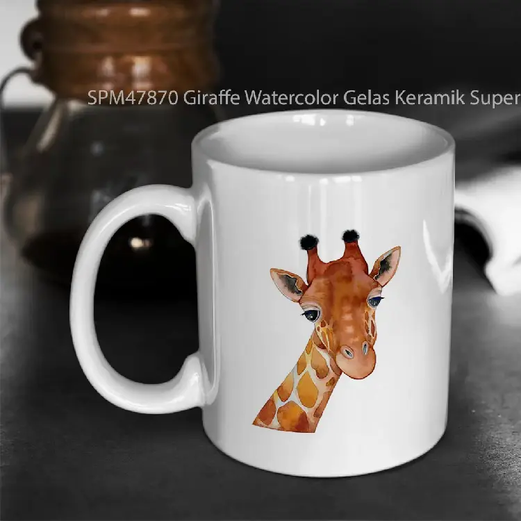 SPM47870 Giraffe Watercolor Gelas Keramik Supermug