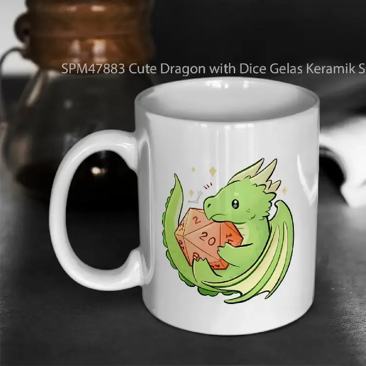 SPM47883 Cute Dragon with Dice Gelas Keramik Supermug