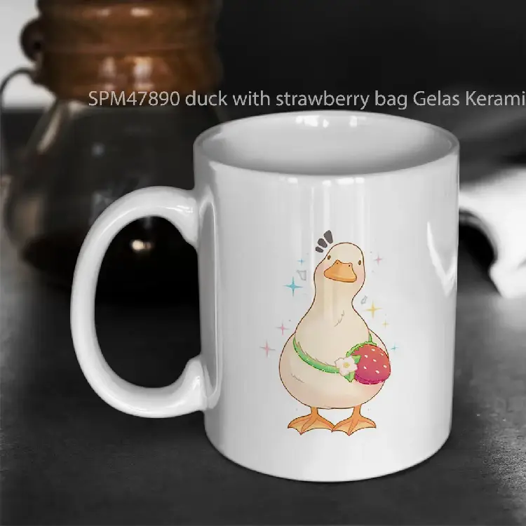 SPM47890 duck with strawberry bag Gelas Keramik Supermug