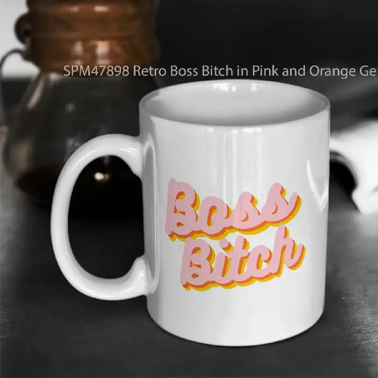 SPM47898 Retro Boss Bitch in Pink and Orange Gelas Keramik Supermug