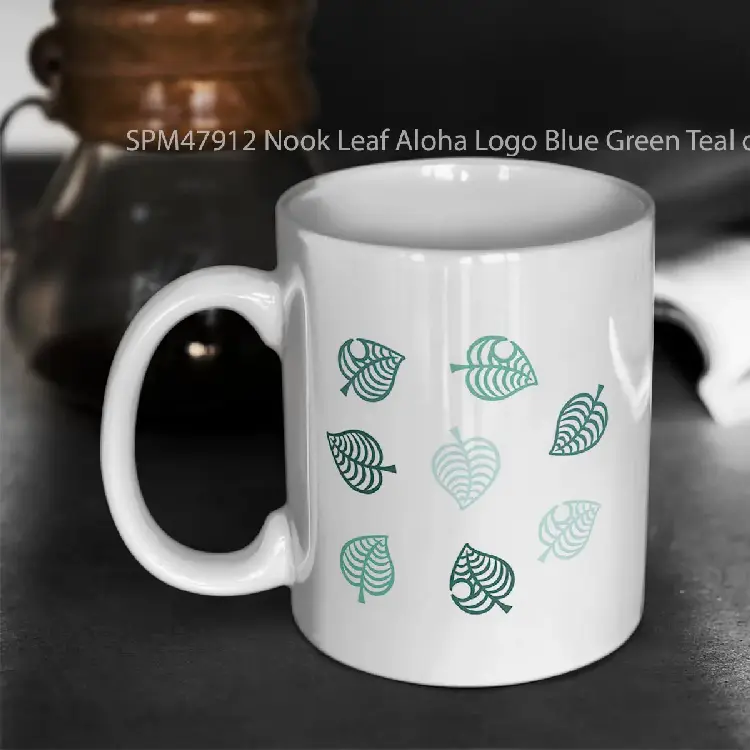 SPM47912 Nook Leaf Aloha Logo Blue Green Teal on dark Grey Color Gelas Keramik Supermug