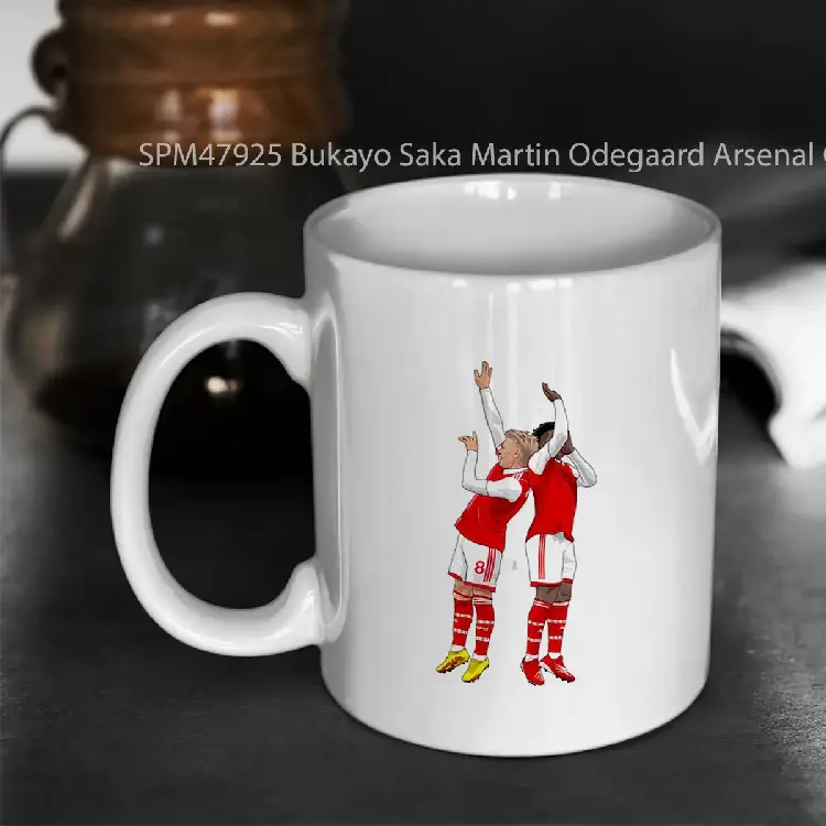 SPM47925 Bukayo Saka Martin Odegaard Arsenal Gelas Keramik Supermug