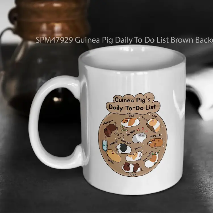 SPM47929 Guinea Pig Daily To Do List Brown Background Gelas Keramik Supermug