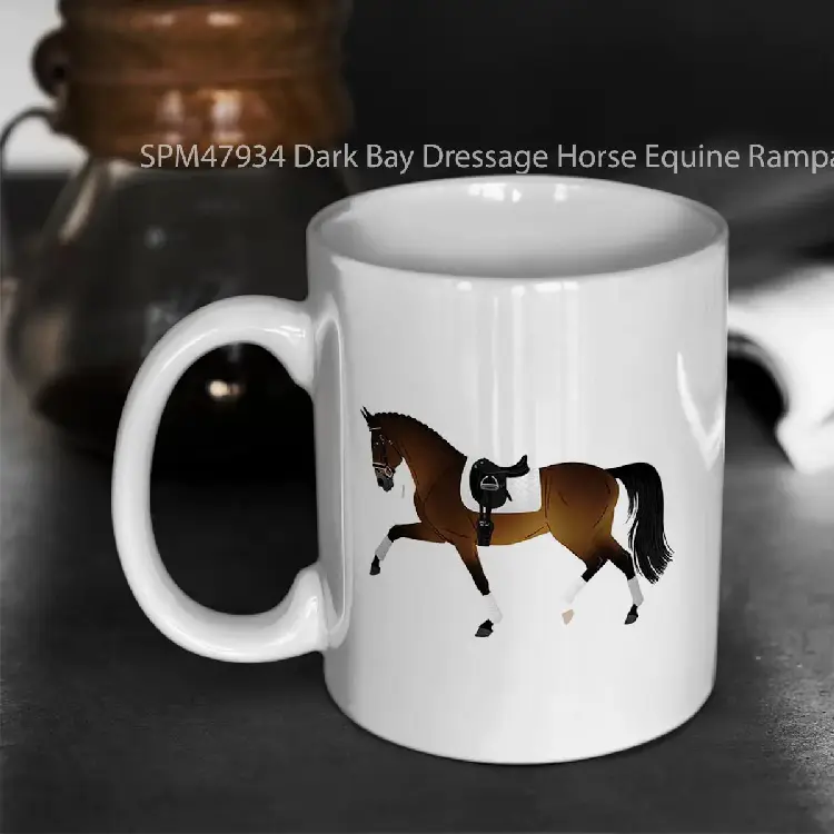 SPM47934 Dark Bay Dressage Horse Equine Rampaige Gelas Keramik Supermug