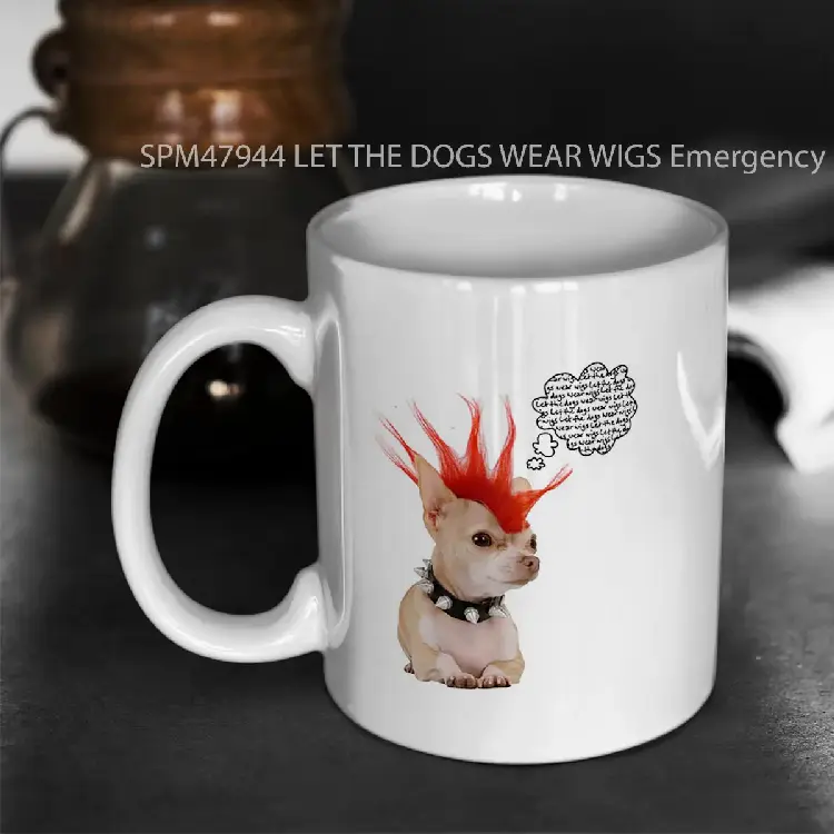 SPM47944 LET THE DOGS WEAR WIGS Emergency Intercom Podcast Gelas Keramik Supermug