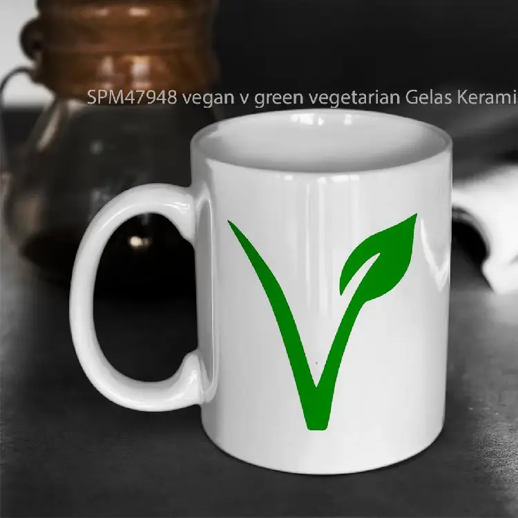 SPM47948 vegan v green vegetarian Gelas Keramik Supermug